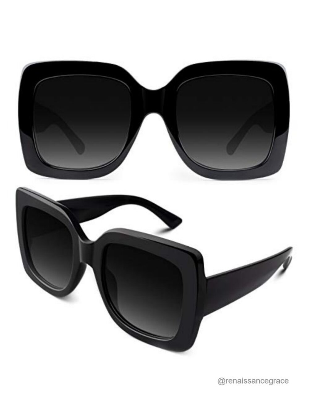 Oversized Square Frame Sunglasses Retro Trendy UV400 Protection